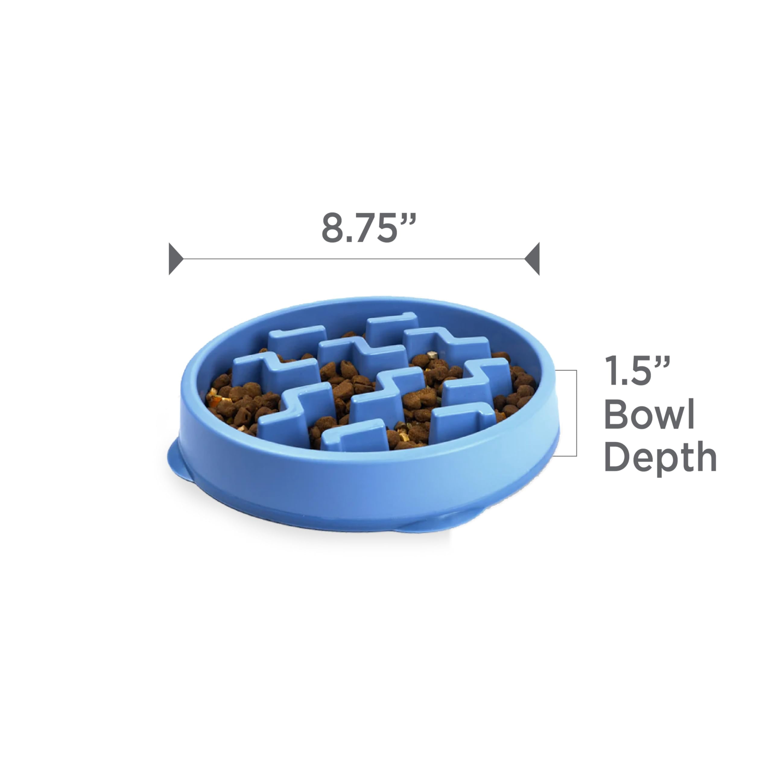 Slow Feeding Bowl Medium 2-Cup Capacity Non-Slip Pet Feeder for Small to Medium Dogs and Cats Drop Pattern Design