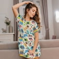 thumbnail image 3 of Fotbe Playing Video Games Bata de Dormir para Mujer con Estampado, Camisón de Algodón de Manga Corta, Ropa de Dormir Casual, 3 of 6