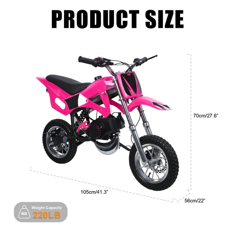 Floseru 49cc Mini Dirt Bike,Gas Power Dirt Bike Kids 2-Stroke Dirt Bikes Mini Bike Gas Power Off Road Trail Bike Gas-Power Motocross with Front Rear Disc Brakes for Uphill and Off-Road Conditions