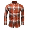 thumbnail image 2 of Rloper-Lop Men's Flannel Shirts Cotton Long Sleeve Plaid Shackets Casual Button Up Outerwear Fall Winter Warm Lapel Tops Slim Fit Shirts Red 4XL, 2 of 5
