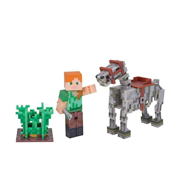 Minecraft Series 3 Alex With Skeleton Horse Action Figure Set Walmart Com
