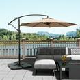 thumbnail image 6 of WestinTrends Julia 10 Ft Outdoor Patio Cantilever Umbrella with Base Included, Market Hanging Offset Umbrella with 4-Pieces Fillable Base Weight, Beige, 6 of 7