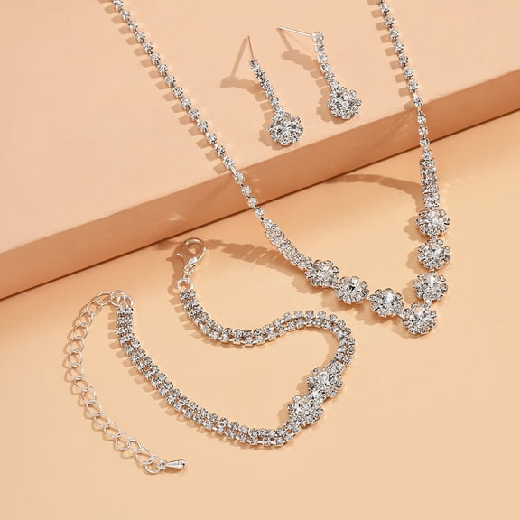 Faty-T Golden Jewelry Sets Chunky Necklace Earrings Bracelet Ring Set Fashion Indian Statement Costume Jewelry Set for Women