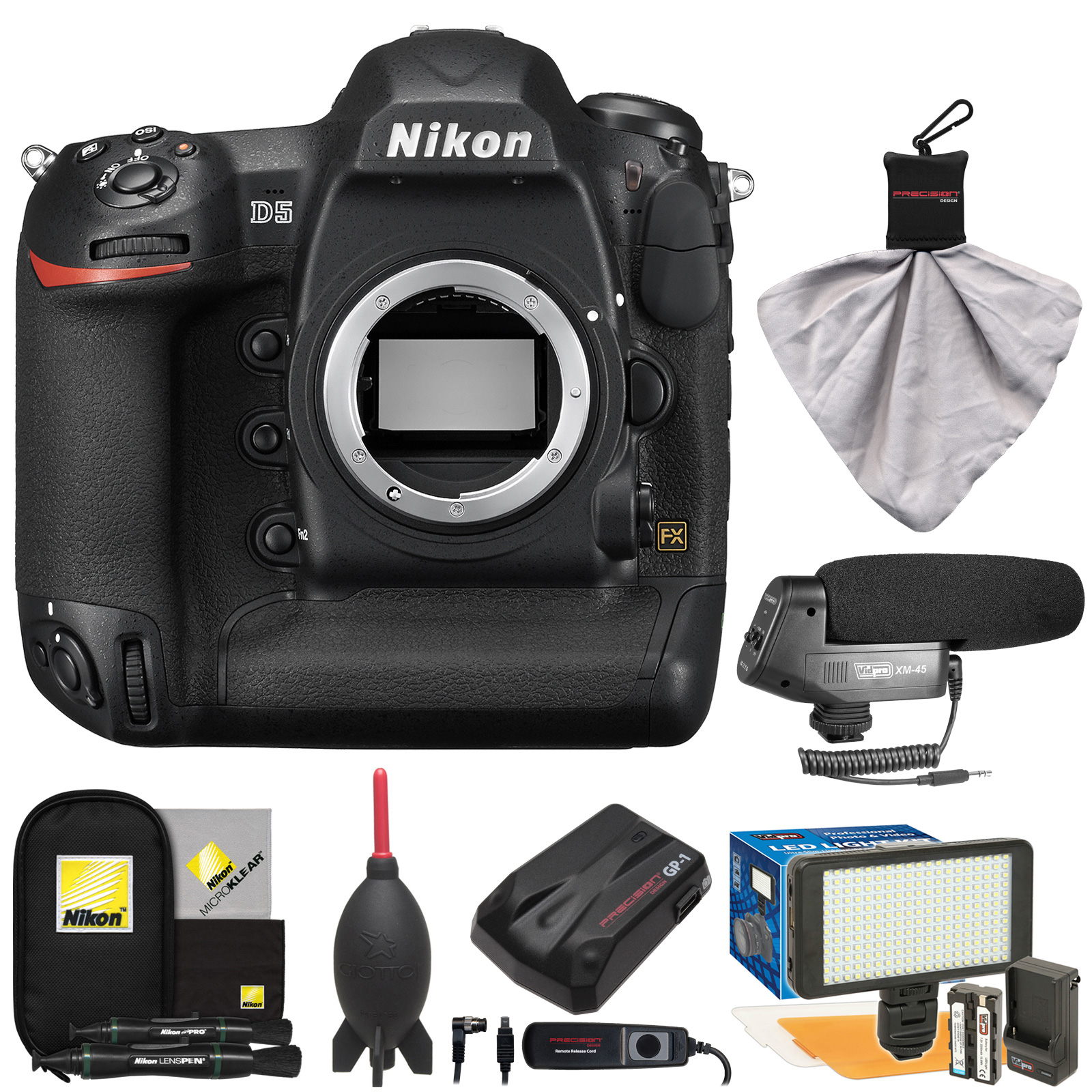 Nikon D5 Digital SLR Camera Body (Dual CF Slots) with Microphone + LED Video Light + GPS Unit + Kit - image 1 of 6