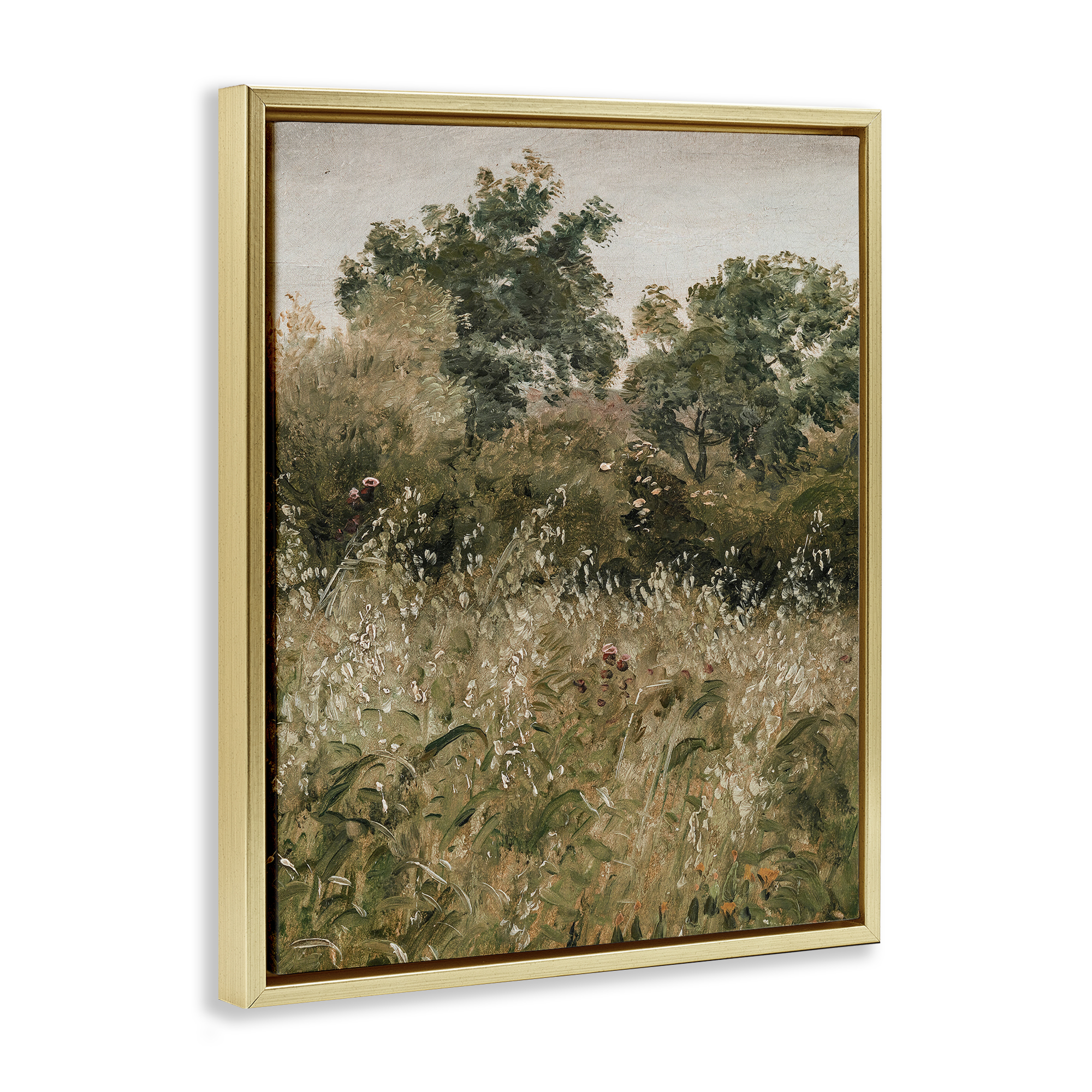 Dense Forest Thicket Gold Framed Floater Canvas Wall Art, design by Lettered and Lined