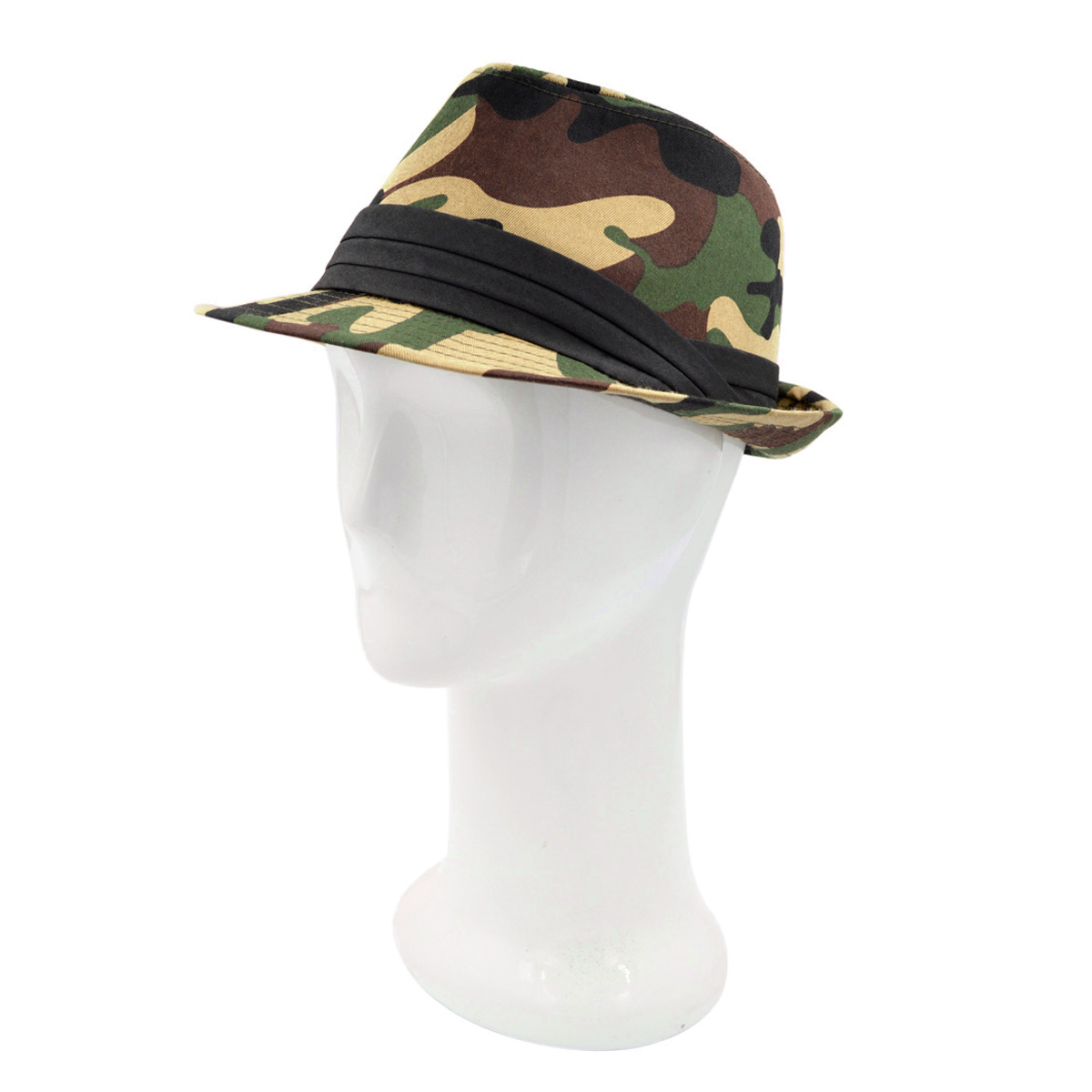 Premium Unisex Camouflage Black Band Fedora Hat - image 2 of 4