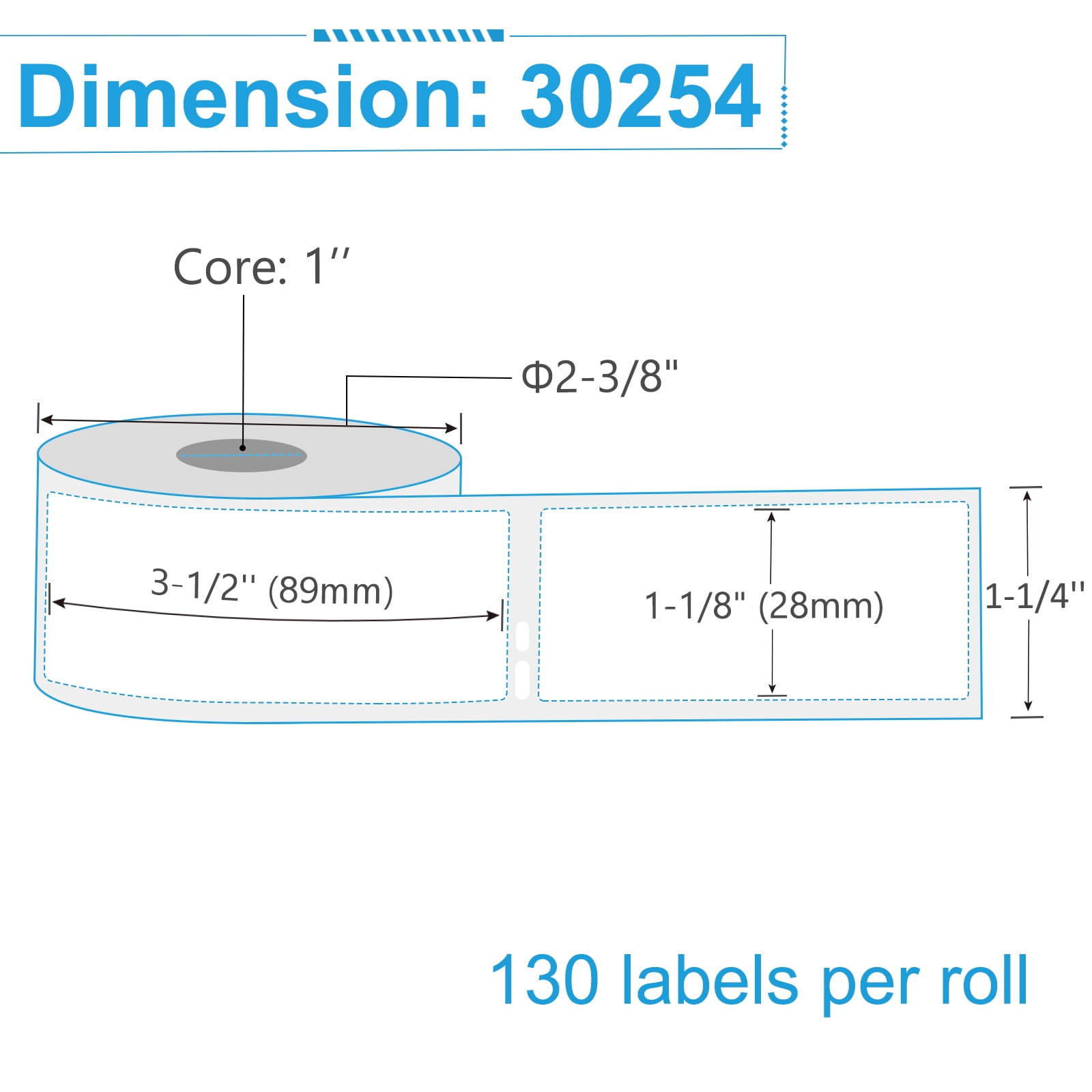 NineLeaf 4 Rolls Compatible for DYMO 30254 1-1/8 in x 3-1/2 in Clear Shipping Address Barcode Labels, 130 Labels Per Roll