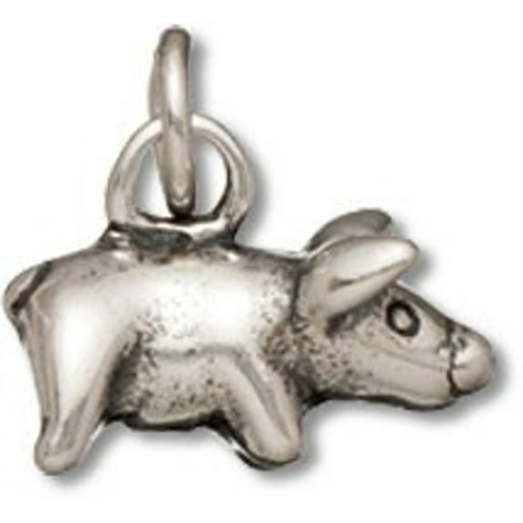 Sterling Silver 18" .8mm Box Chain 3D Small Pot Belly Pig Pendant Necklace