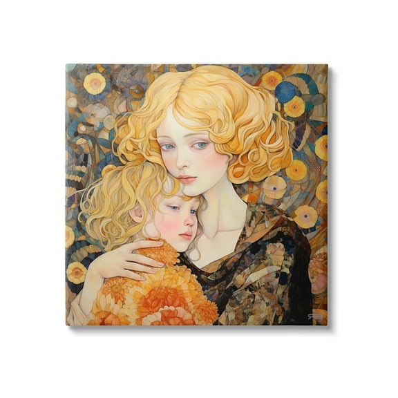 Stupell Industries Blonde Mother & Child Abstract Painting Gallery Wrapped Canvas Art Print Wall Art, 17 x 17