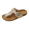 thumbnail image 4 of YOUYEDIAN Orthopedic Flip Flops Women Casual Flat Slippers Cozy Slip on Sandals Summer Open Toe Shoes(Gold), 4 of 5