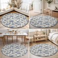 thumbnail image 4 of Round Rugs 5Ft, Navy Blue Rose Round Area Rug Washable Indoor Throw Carpet, Farmhouse Vintage Botanical Floral Burlap Soft Non Slip Circle Rug for Cabinet Bathroom Home Decor Aesthetic, 4 of 8