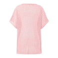 thumbnail image 6 of Womens T-Shirts Sexy Hollow Out Short Sleeve Summer Casual Knit Top Beach Cover Ups Blouse Crew Neck Solid Color Tee Vacation Outfits Fashion Clothing Women Clothes, 6 of 6