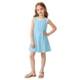 thumbnail image 3 of FRSASU Girl's Sleeveless Summer Tank Dress Crew Neck Casual Solid Color Beach Vacation Sundress Blue-A, 3 of 7