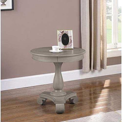 Best Master Furniture Transitional Antique Round End Table, Grey