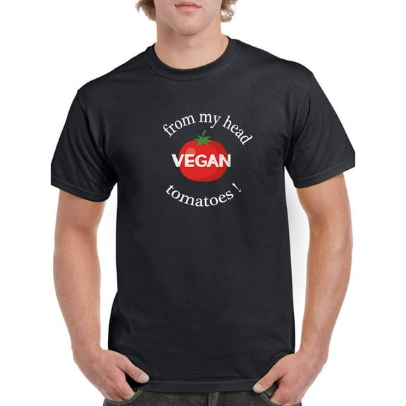 From My Head Vegan Tomatoes Men Black T-Shirt, Male Large