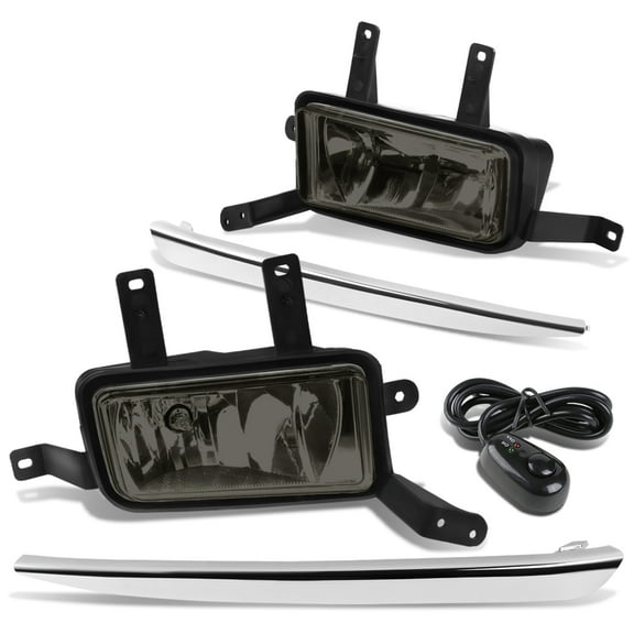 DNA Motoring FL-ZTL-254-SM For 2015 to 2018 Chevy Suburban Tahoe Pair Bumper Driving Fog Light Lamp Chrome Bezel Switch Smoked Lens 16 17