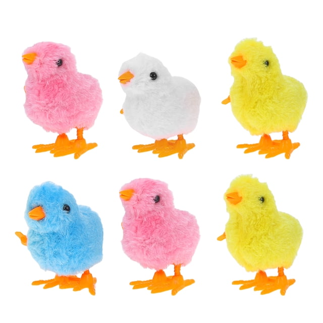 SHISUYAN 6 Pcs Petits Jouets pour Poussins Jouet en Peluche de Pâques Jouet en Peluche Poussin à Remonter Jouets en Peluche à Remonter Fournitures de Pâques Jouets à Remonter