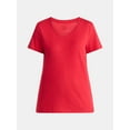thumbnail image 6 of Time and Tru Women's Cotton V-Neck Tee with Short Sleeves, Sizes XS-XXXL, 6 of 6