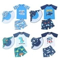 thumbnail image 7 of GYRATEDREAM Baby Toddler Boys Two Pieces Swimsuit Set Swimwear Dinosaur Shark Bathing Suit Rash Guards with Hat UPF 50+ for 2-3T White, 7 of 7