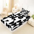 thumbnail image 5 of Manfei Mid-Century Geometric Twin Sheets, Black Semicircle Bedding, Black White, Black Reversible 3-Piece1 Flat Sheet + 1 Fitted Sheet + 1 Pillowcase, 5 of 6