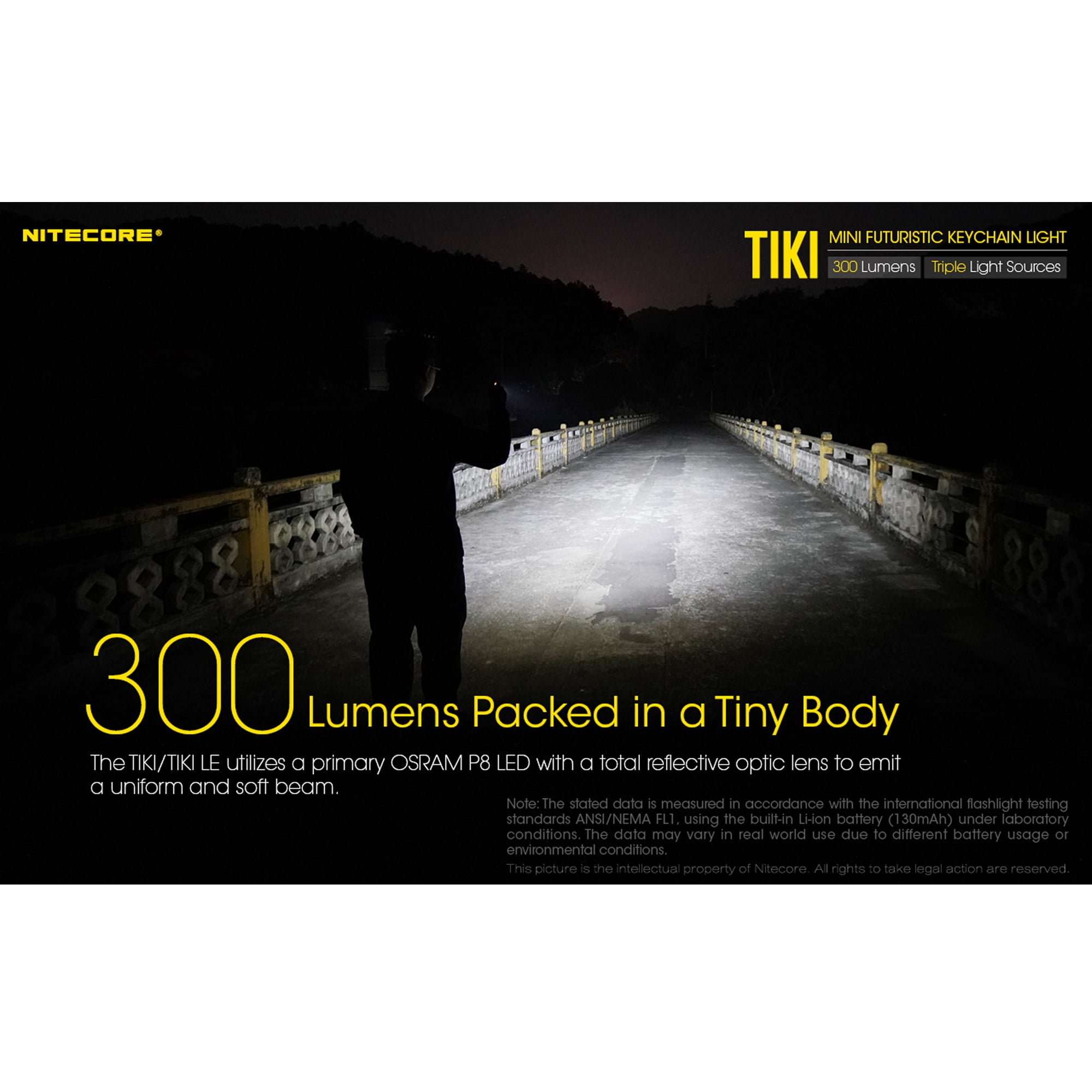 Nitecore TIKI LE 300 Lumens Rechargeable Keychain Flashlight with Red Blue Light and LumenTac USB Cable