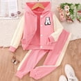 thumbnail image 6 of Odeerbi Toddler Boys Girls Fall Winter Outfits Button Baseball Jacket Jogger Pants Set Unisex Long Sleeve Hoodies Color Block A Patch Sweatsuits Toddler Clothes Pink, 6 of 6