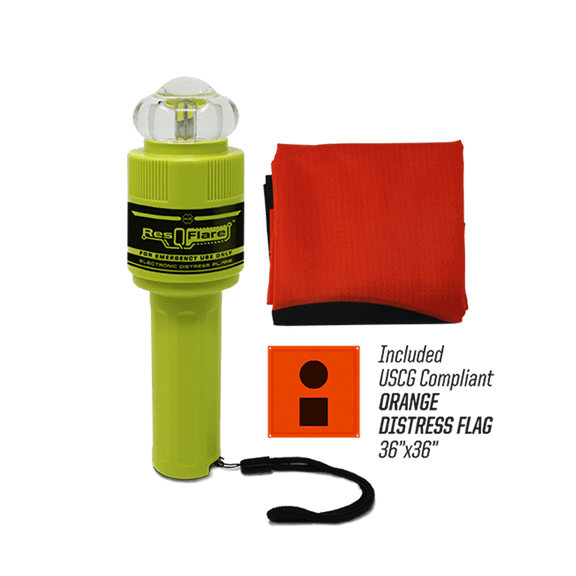 ACR ResQFlare Electronic USCG Approved Boat Flare & Distress Flag | 360° Visibility Waterproof Flare | Non-Pyrotechnic Night Visual Distress Signal | 46 CFR 160.072 Compliant | Visible over 6 mile