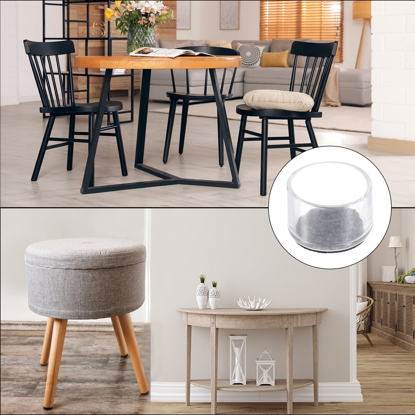 Uxcell Chair Leg Floor Protectors, & Felt Chair Leg Cover Caps for Hardwood Floor 1.38"