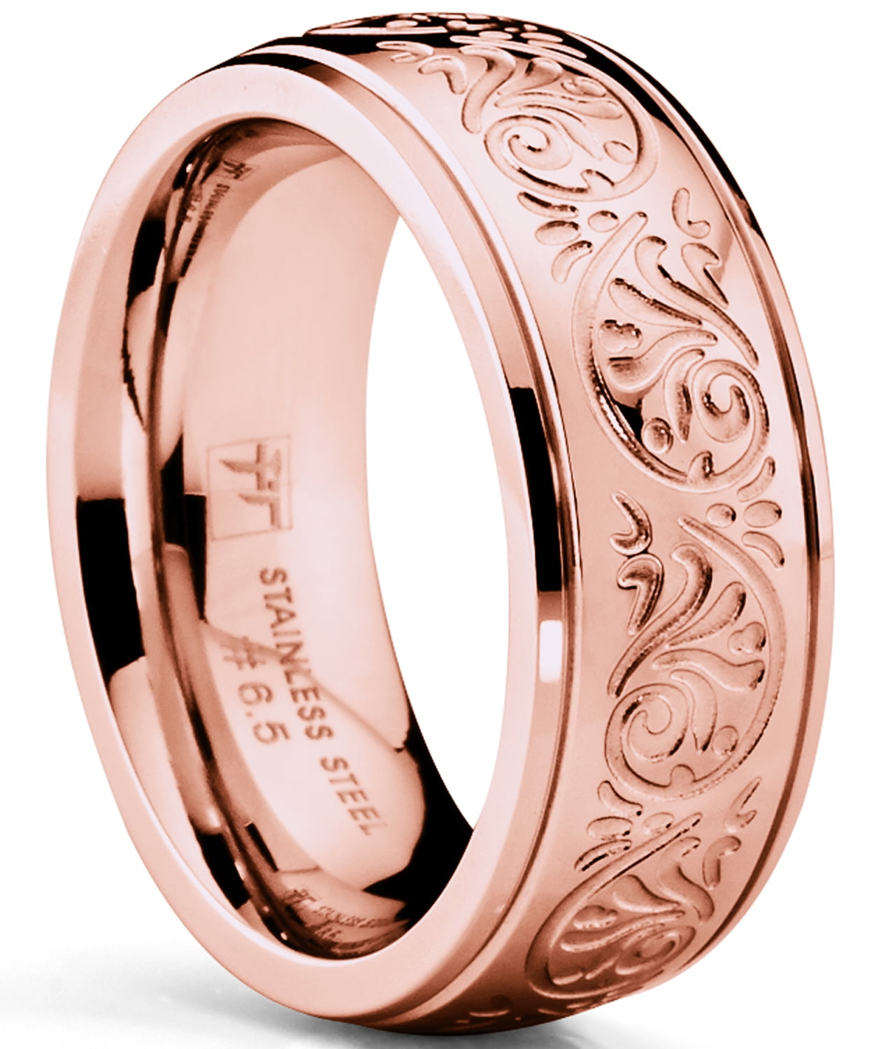 RingWright Co. - RoseTone Pink Women's Stainless Steel Ring Wedding Stainless Steel Womens Wedding Bands