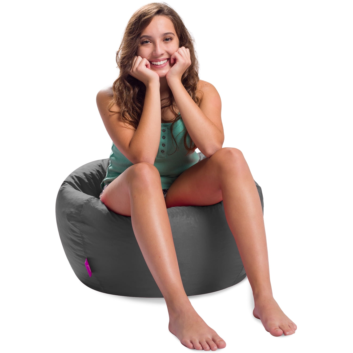 Posh Creations Classic Bean Bag Chair, EPS Bead filled Lounger, Nylon, Kids, 2.5 ft, Gray