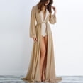 thumbnail image 4 of Douhoow Women Chiffon Bikini Cover Ups Long Sleeve Deep V Neck See Through Dress Summer, 4 of 5