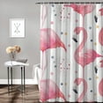 thumbnail image 2 of Orinice  Shower Curtain Watercolor Bath Pink Flamingos Grey Polka Dots Chic Tropical Home Bathroom Decor Polyester Fabric Waterproof  69x72, 2 of 7