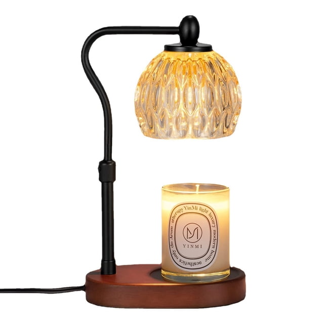 yeacher Adjustable Walnut Wax Melting Lamp - Flameless Aroma Diffuser with 4-Level Brightness & Timer, GU10 Bulbs Included, Perfect for Home Decor & Gifts