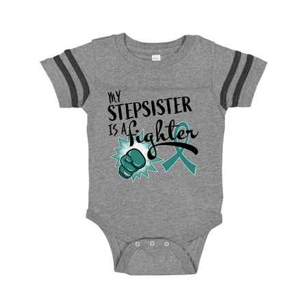 

Inktastic Ovarian Cancer Awareness My Stepsister is a Fighter Gift Baby Boy or Baby Girl Bodysuit