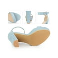 thumbnail image 2 of BLISSFUL STEP Women's Shoes Faux Suede Platform Block Heel Ankle Strap Buckle Open Toe Sandals Light Blue 9, 2 of 6