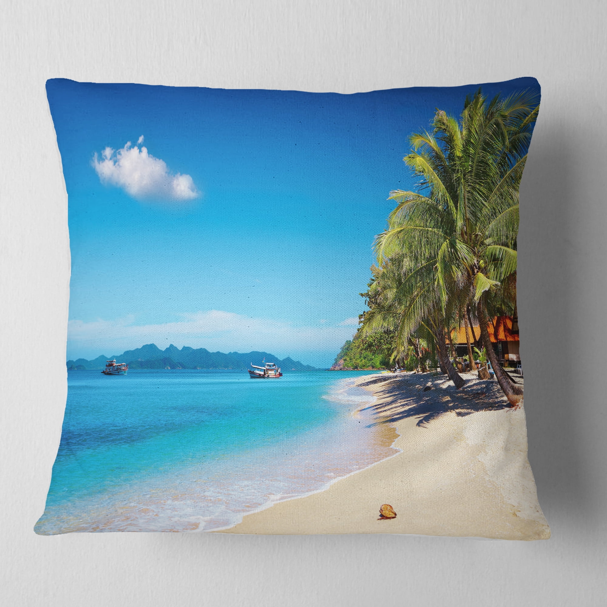 Designart Tropical Beach Thailand - Photography Throw Pillow - 18x18