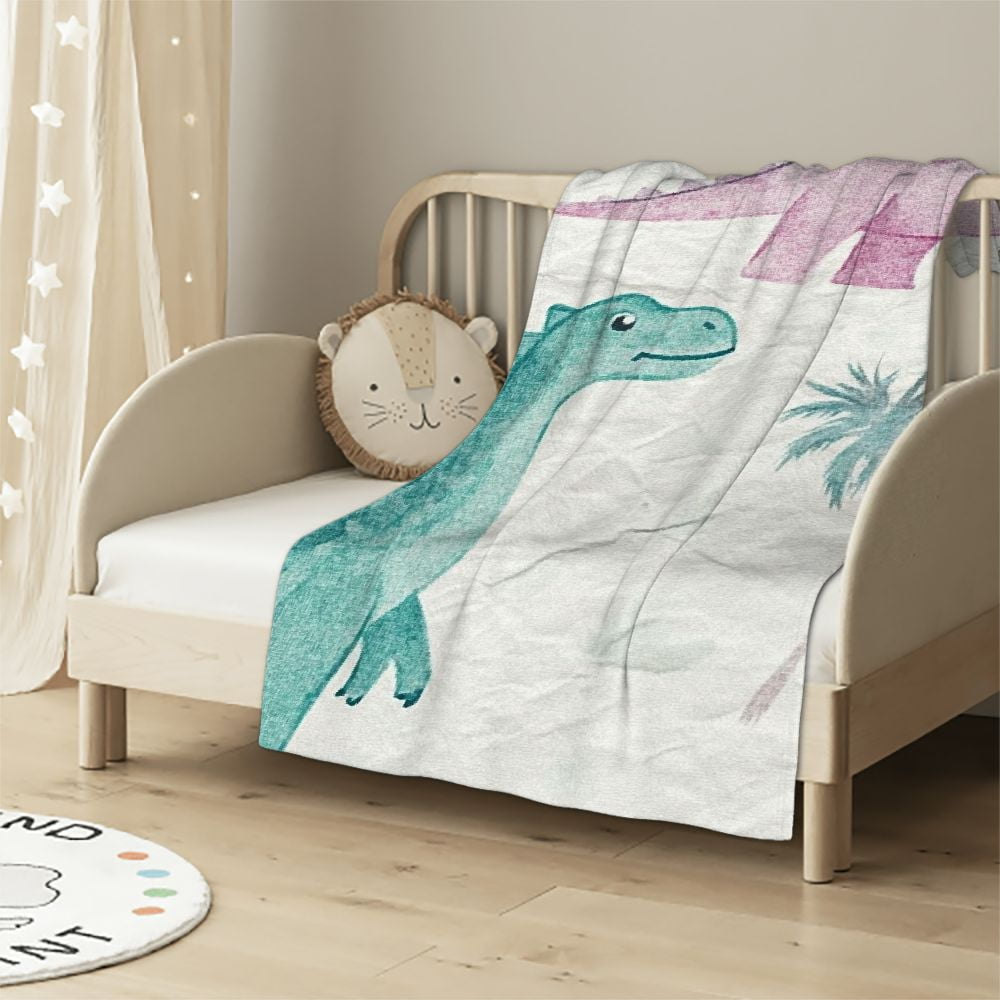 nygtbtfer Kids Dinosaur Throw Blanket for Kids/Child Girls Kawaii Dino Princess Blanket,Cartoon Dinosaur Flannel Blanket,Boys Jungle Animal Fuzzy Blanket Purple 50x60in