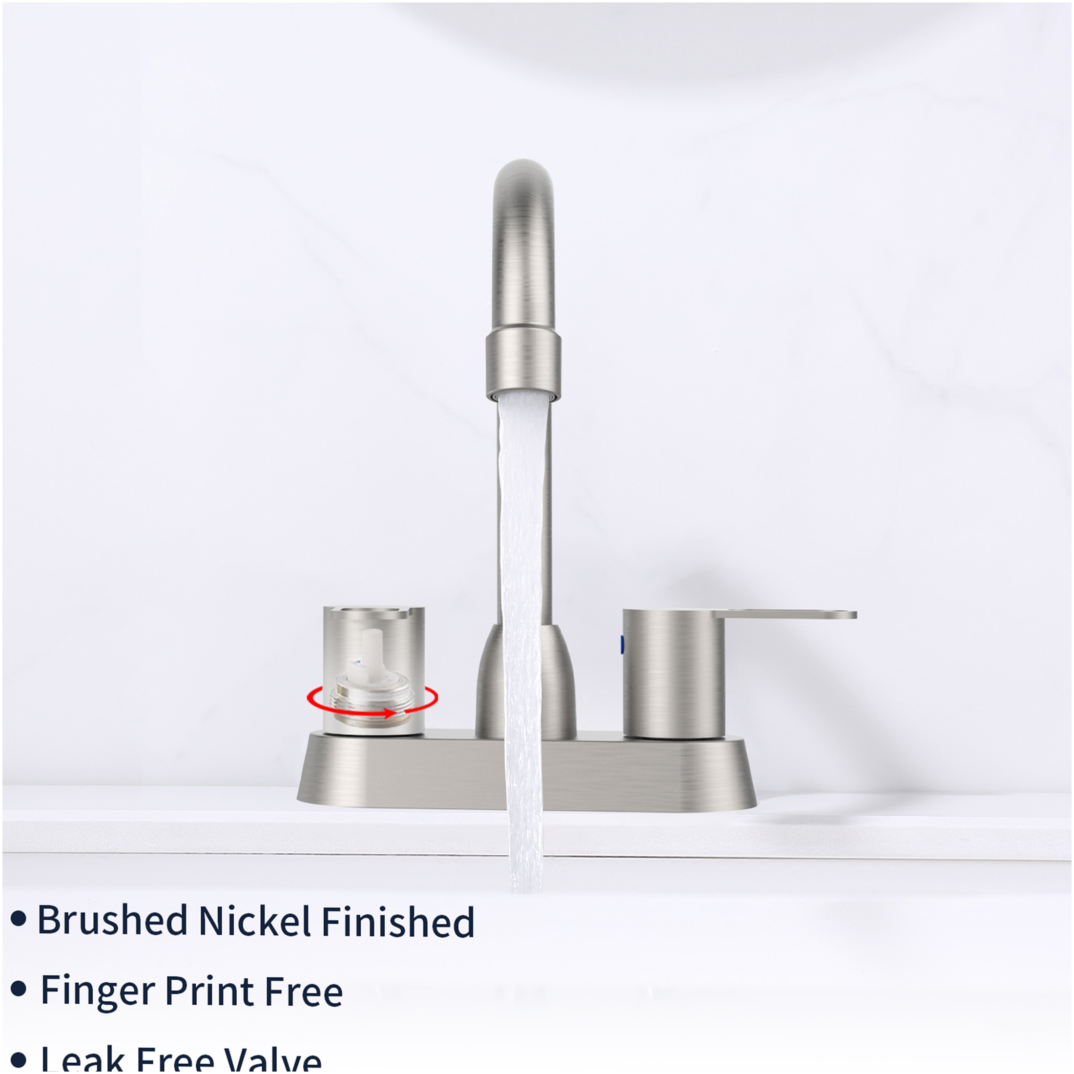 JERFIT Brushed Nickel Bathroom Sink Faucet, Centerset 2-Handle Modern Vanity Faucet for 3-Hole Sink, RV Compatible