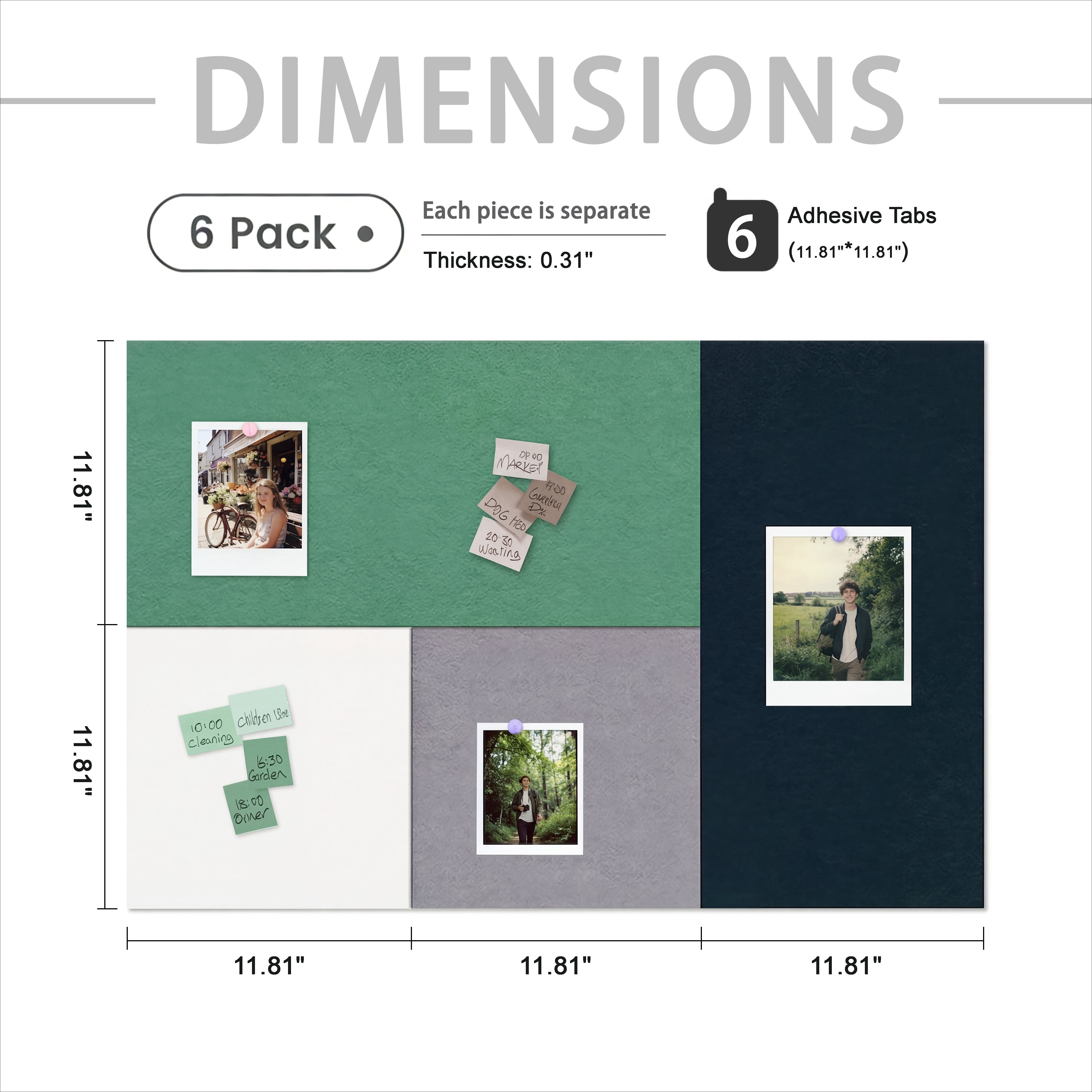 Mifurn 11.81''*11.81'' Felt Bulletin Board, 4 Colors, 6 Pack