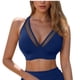 thumbnail image 2 of Traje de baño de bikini liso sin mangas para mujer, traje de baño push-up acolchado, conjuntos de blusa de traje de baño de poliéster para mujer, 2 of 7