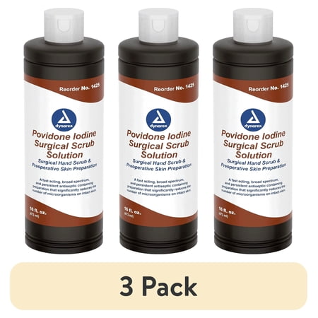 (3 pack) Dynarex Povidone-Iodine Surgical Scrub Solution 16 oz