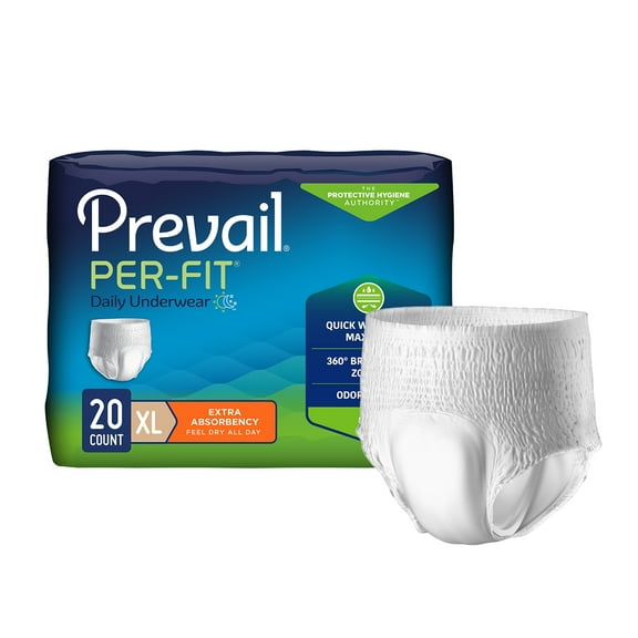 Prevail Per-Fit Extra Disposable Underwear Pull On with Tear Away Seams X-Large, PF-514/1, 80 Ct
