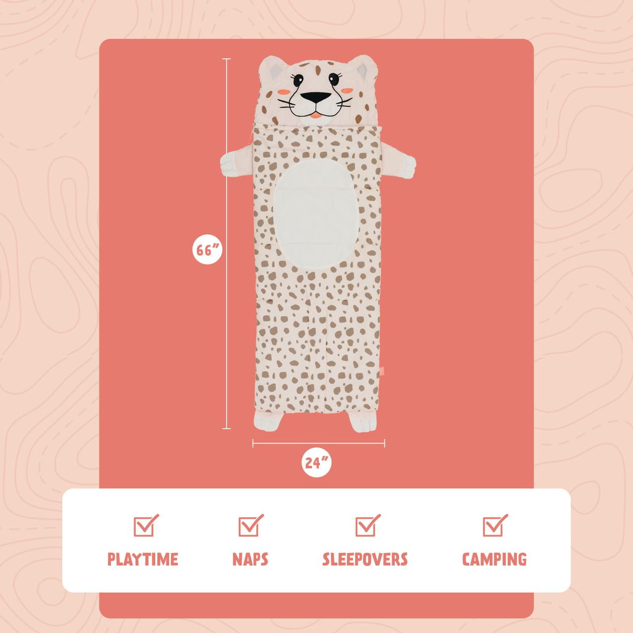 Firefly! Cha Cha the Cheetah Kids Sleeping Bag, Pink Animal Print