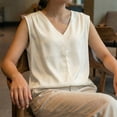 thumbnail image 4 of Gingprous V Neck Pleated Tank Tops for Women Sleeveless Casual Business Blouse Summer Spring Lightweight Comfy Vest Shirt, 4 of 8