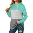 thumbnail image 2 of Fesfesfes Women Hooded Casual Patchwork Pullover Long Sleeve Hooded Drawstring Hoodies Blouse Tops Sweatshirt Tops on, 2 of 6