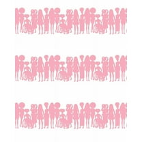 Fashionista Silhouettes Stripe Removable Vinyl Wallpaper by Barbie - Bubblegum