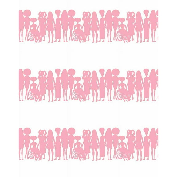 Fashionista Silhouettes Stripe Removable Vinyl Wallpaper by Barbie - Bubblegum