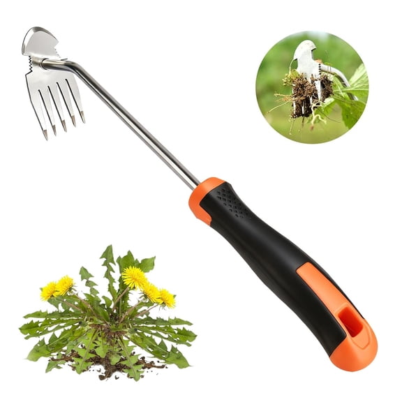 Weed Puller Tool with Rubber Handle, Gardening Weeding Tools,Portable Garden Weeder Tool, Non Slip Weeder Garden Root Remover Tool for Vegetable Gardening Backyard Farm