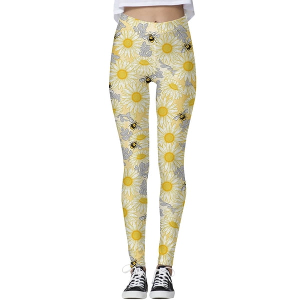 Gibobby Leggings gluteos deportivo Mallas cómodas con estampado abejas para mujer, mallas paraportivas Yoga con Control para mujer, mallas talle(Beige, XL)