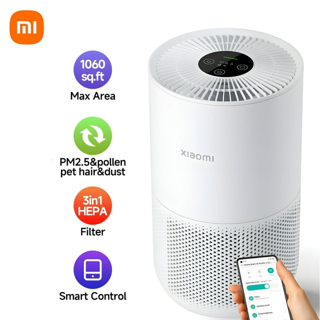 Xiaomi Smart Air Purifier 3-in-1 HEPA Filter for Home & Bedroom up to 1060 Sq.ft, WiFi App Control, 20dB Ultra Quiet, Allergen Removal for Pet Hair, Dust, Smoke – Certified Ozone-Free